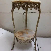 میز تلفن دو طبقه برنز برنج