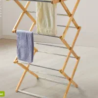 رخت آویز آکاردئونی چوب و استیل اطلس مدل مهسان