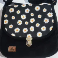 کیف مخملی طرح بابونه