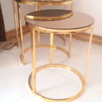 میز عسلی فلزی با شیشه رفلکس