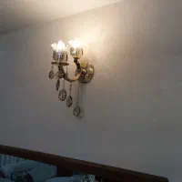 لوستر 6شاخه دوبل کریستال جنس بدنه برنج روکش آب طلا|لوستر و چراغ آویز|تهران, استاد معین|دیوار