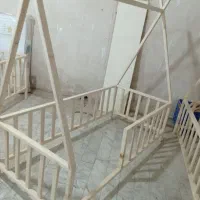 تخت کودک کلبه مونته تمام چوب|تخت و صندلی بچه|نسیمشهر, |دیوار