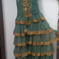 لباس مجلسی  طرح وینتیج سبز-طلایی، خاص و کمیاب