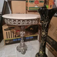 میز کنسول آینه شمعدان و گلدان  شیشه‌ای قیمت توافقی