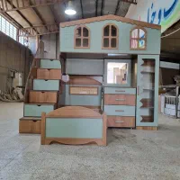 تخت دو طبقه سایز نوجوان مدل حصیر دار