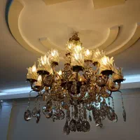لوستر برنجی بهمراه دوعدد دیوارکوب برنجی ولامپ|لوستر و چراغ آویز|تهران, مسعودیه|دیوار