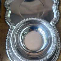 سینی زیر سماوری و کاسه استیل