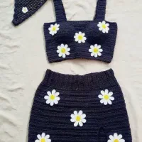 ست قلاب بافی شورت وسوتین و کراپ تاپ دخترانه وزنانه|لباس|شیراز, دروازه قران|دیوار