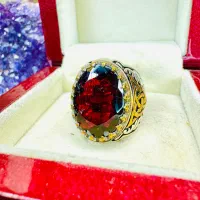 انگشتر فوق کلکسیونی سنگ گارنت سرخ رودولایت جواهری