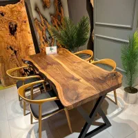 میز نهارخوری ۴ ۶ ۸ ۱۰ نفره چوبی اسلب روستیک / 009