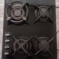 گاز رومیزی شیشه‌ای کن ۴ شعله + هود کن توربو لمسی