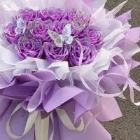 ساخت دسته گل رز روبانی|گل مصنوعی|نور, |دیوار