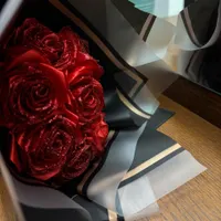 مینی دسته گل شاین دار قرمز