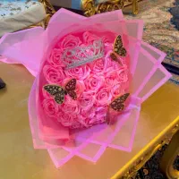 دسته گل روبانی ،باکس گل،باکس پول|گل مصنوعی|خرمآباد, |دیوار