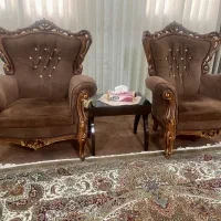 فروش مبل 9 نفره چوب جنس گردو به همراه میز جلو مبلی|مبلمان خانگی و میز عسلی|ری, شهرری|دیوار