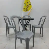 میز تاشو صندلی پلاستیکی مدل صدف ناهار خوری dela