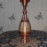 جفت شمعدان فیروزه کوبی و گلدان ۳۰ سانتی مس خاتم|صنایع دستی و سایر لوازم تزئینی|بندرعباس, |دیوار