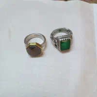 انگشتر نقره یاقوت و عقیق سبز یمنی