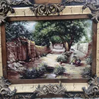تابلو  فرش کوچه باغ ماشینی