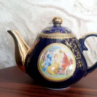 چینی قدیمی دکوری سرمه ای آنتیک و کمیاب گلدان قوری
