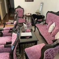 مبلمان 9 نفره استیل رنگ قهوه ای سوخته