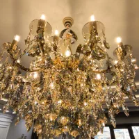 لوستر کریستالی، ۱۰ شاخه،گارانتی‌دار، همراه ۱۵ لاله|لوستر و چراغ آویز|زنجان, |دیوار