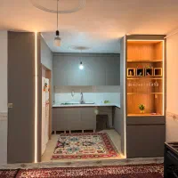 کابینت طوسی طرح چوب