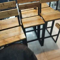 میز بار و صندلی چوب و فلز