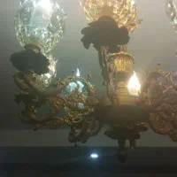 لوستر برنجی ۸شاخه همراه حباب نو|لوستر و چراغ آویز|رشت, پیرسرا|دیوار