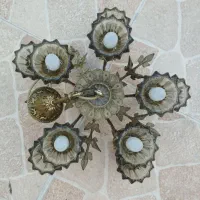 لوستر برنجی اصل قدیمی ۱۰ شعله|لوستر و چراغ آویز|بروجرد, |دیوار