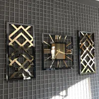 ساعت دیواری سه تیکه مربع یونانی