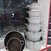 سرویس قابلمه گرانیتی دسته طلایی ۱۵ پارچه پرتو کالا|ظروف پخت‌وپز|تهران, شوش|دیوار