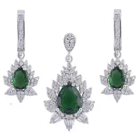 نیم ست نقره زنانه زمرد AMT-N204 قیمت مناسب