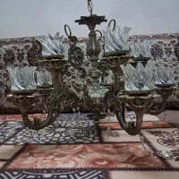 لوستر ۵ شاخه ۱۰ شعله دو عدد در حد نو