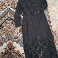 مانتو مشکی گیپور تن خور عالی