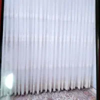 پرده تور ترک طرح دار با دستک مخمل سورمه ای طور|پرده، رانر، رومیزی|قائن, |دیوار