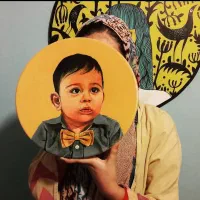 نقاشی روی بشقاب و چوب و بوم