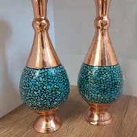 گلدان مسی فیروزه کوبی اصلی