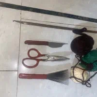 دار قالی اهنی و دفه و قلاب قالی بافی و قیچی خیاطی