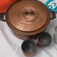 قابلمه مسی با دو عدد لیوان و سیم پیچ مسی