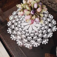 رومیزی گیپور بافت با نخ ترک نو نو