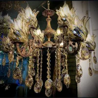 لوستر برنج 6 شاخه 12 شعله