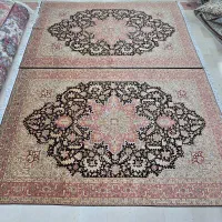 فرش ۵۰رج تبریز نقشه هریس گل‌ابریشم   جفت۶متری