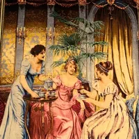 تابلو فرش دستباف سه دختر فرانسوی (کمیاب)