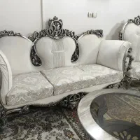 مبل سلطنتی۹نفره بامیزوعسلی(یکسال کارکرده|مبلمان خانگی و میز عسلی|ابریشم, |دیوار