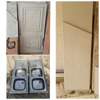 درب چوبی و صفحه کابینت و سینک