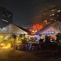 سایبان کافه مازو سالنی الاچیق چتر دور دار
