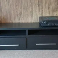 فوری میز تلویزیون مشکی رویه کشو ودر ها چرمی