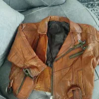 کاپشن  چرم بچگانه رنگ عسلی