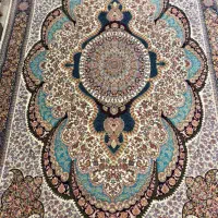 فرش ماشینی ۱۲ و ۶ متری ریشه ابریشم کاملا نو